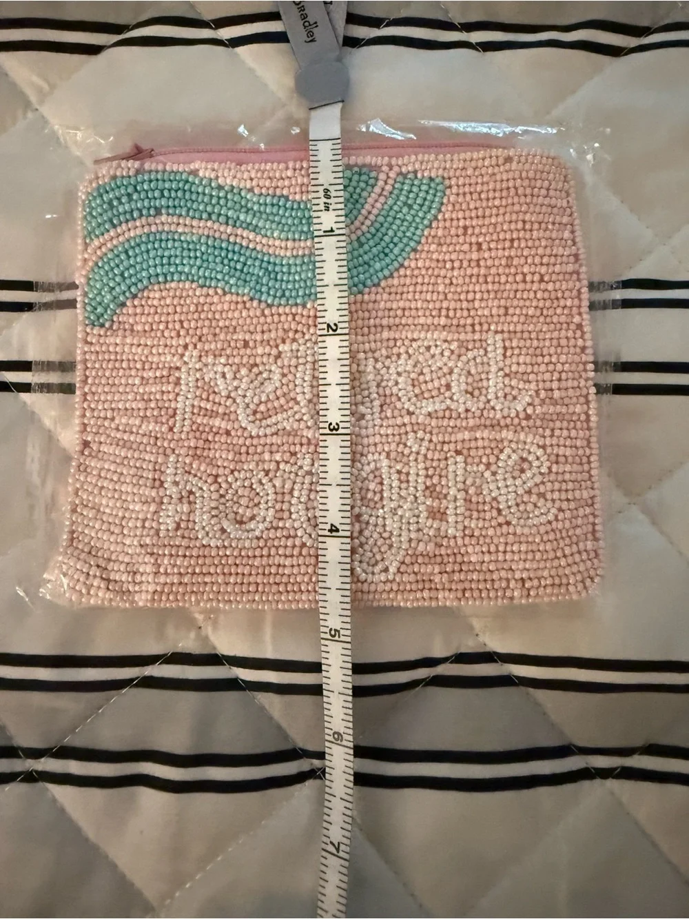 Retired Hot Girl Beaded Change Purse zipper pouch Pink Seed Beads New With Tags